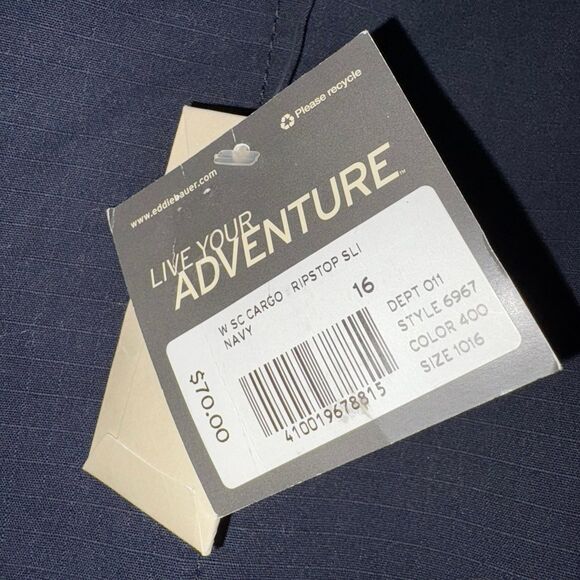 Eddie Bauer NWT Soft Cotton Rip-Stop Cargo Ankle Pants in Navy size 16 - Picture 9 of 9